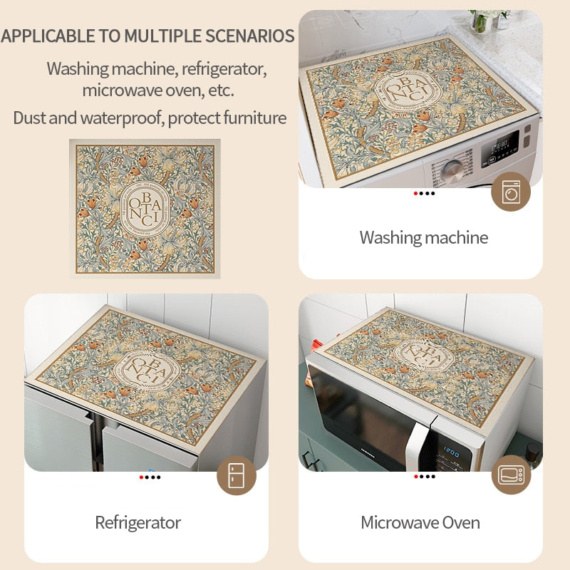 Retro Floral Vaskemaskine Cover Drainer Mat