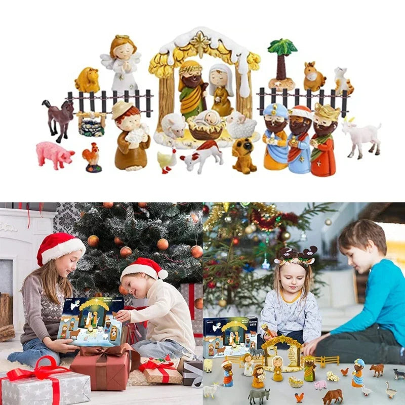 Adventskalender med 24 Harzminiaturer til Kribbe