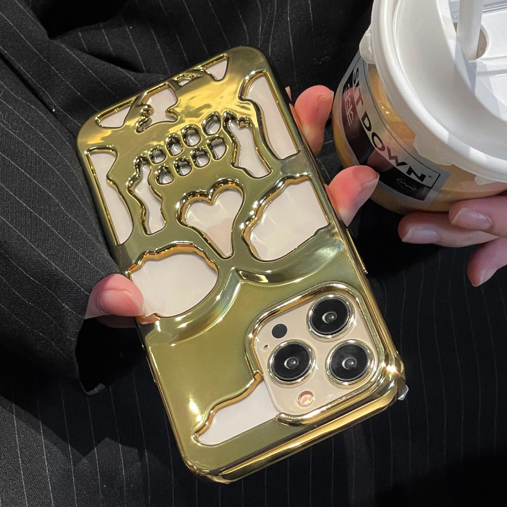 Smartphone Cover med Gotisk Skull Design i Midnattsfarve