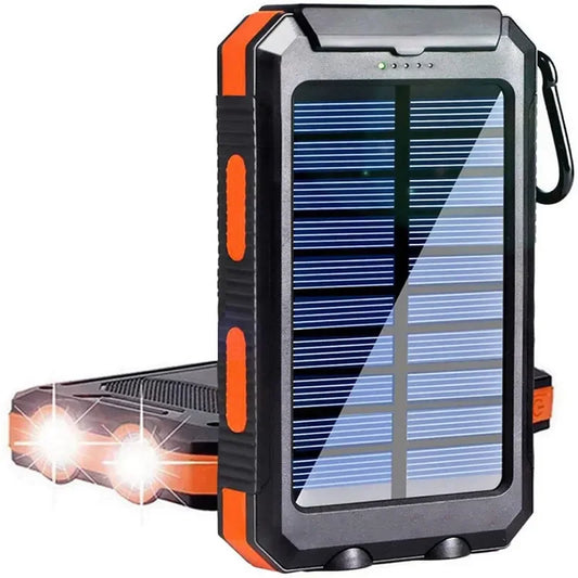 SOLUPUP Solcelle Power Bank med Indbyggede Kabler og Lynhurtig Opladning