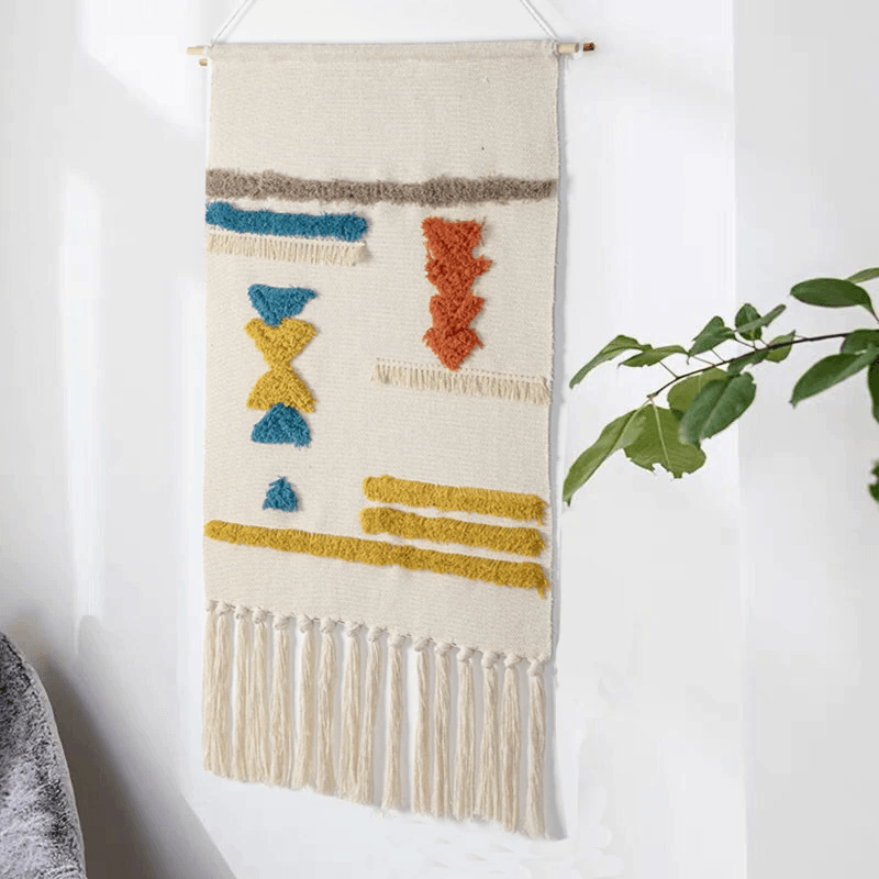 Geometrisk Vägghängd Tuftad Matta