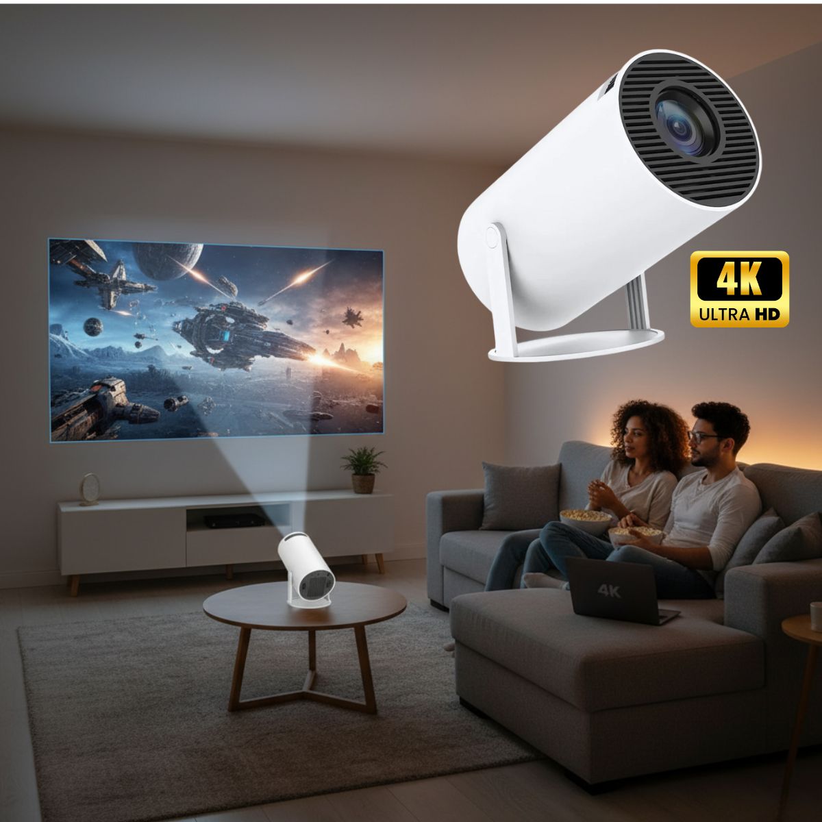 Bärbar 4K miniprojektor – Skapa biokänsla överallt