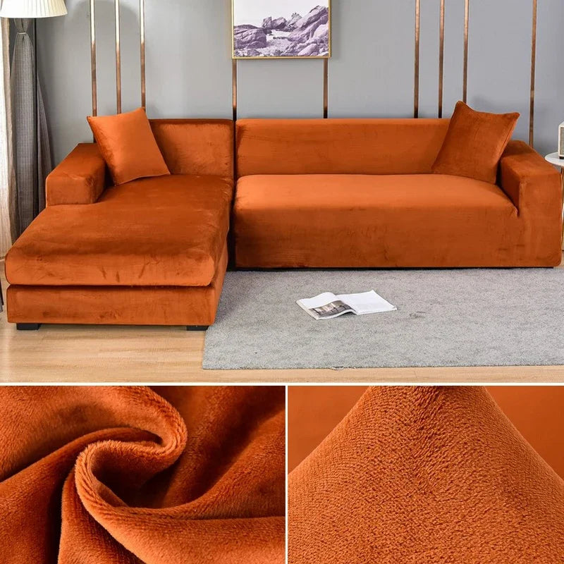 Elastiskt velour sofföverdrag med lyxig finish