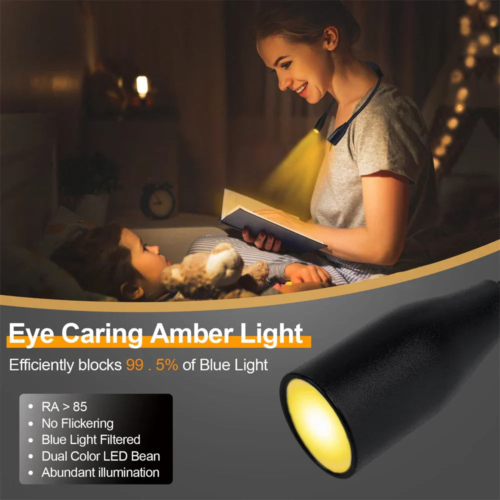 Uppladdningsbar LED-nacklampa med 3 ljusfärger och flexibla armar