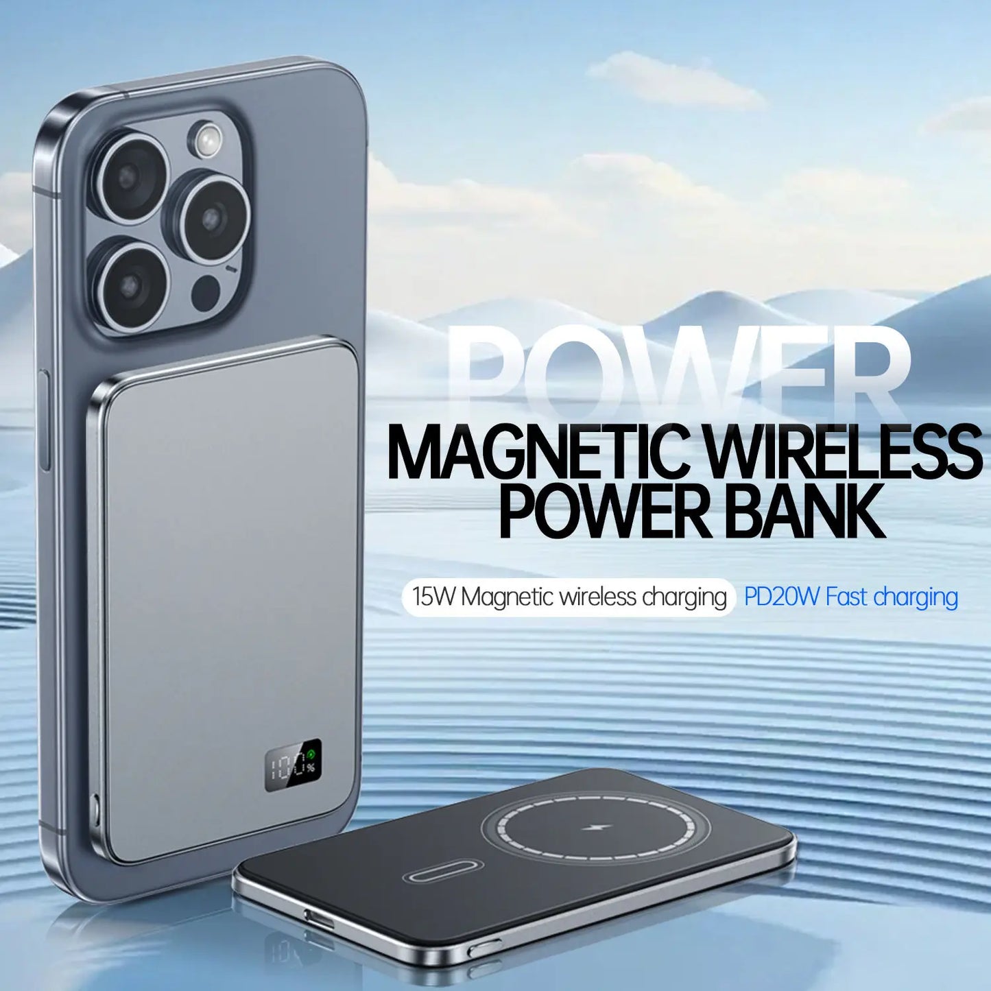 Trådlös Powerbank med Magnetisk Laddning och LED-indikator