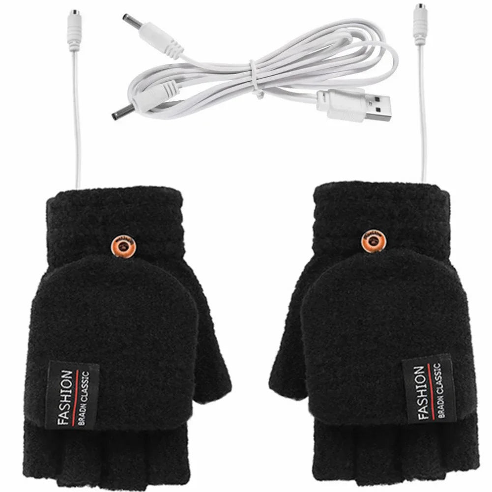 USB Värmehandskar | 3 Temperaturinställningar | Mjukt Stickat Material | Unisex Storlek
