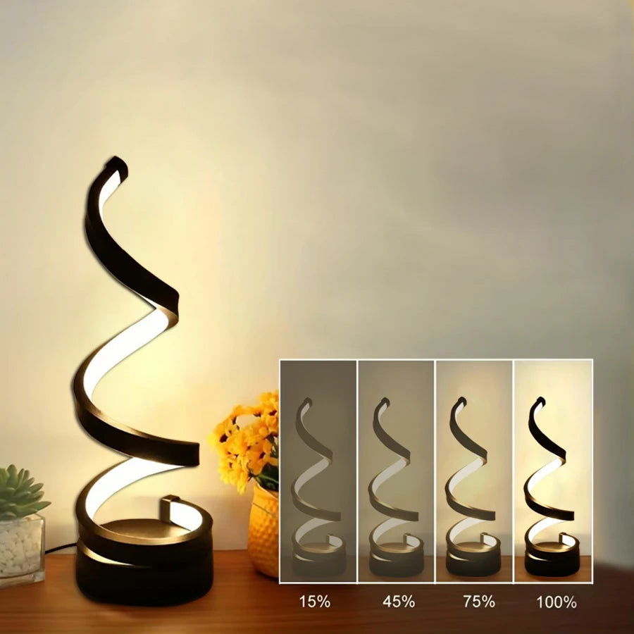 Modern Spiral Lampa: Justerbar LED Bordslampa för Hemmet