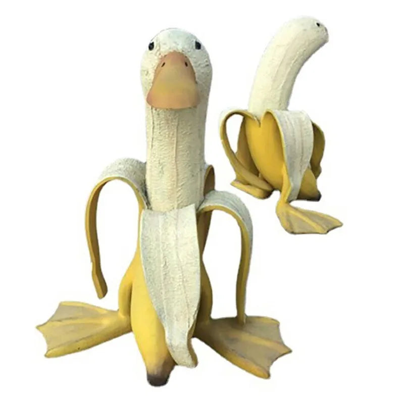 Skrællede Bananer Ande Ansigt Have Dekoration