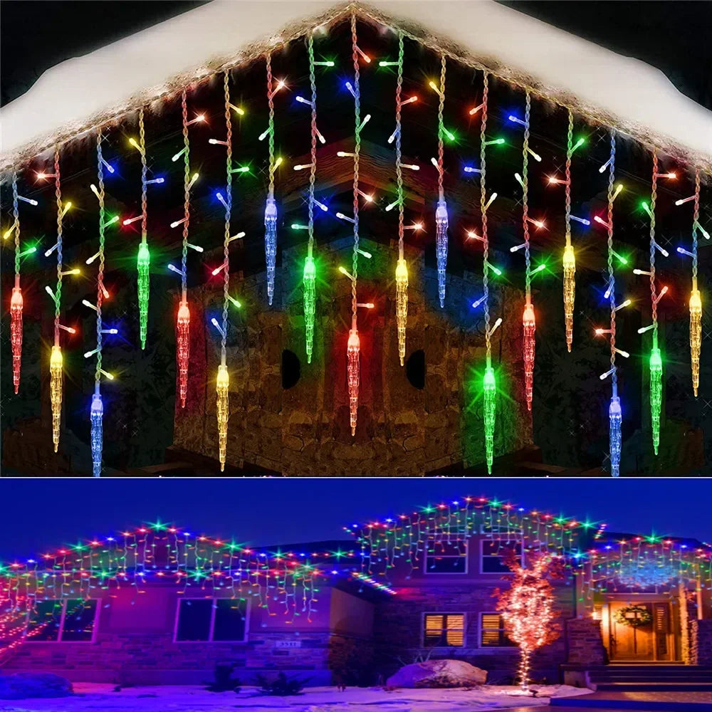 LED-ljusslinga i isbitsdesign | 8 olika inställningar | Vinterdekoration till jul och nyår 2026 | EU-kontakt