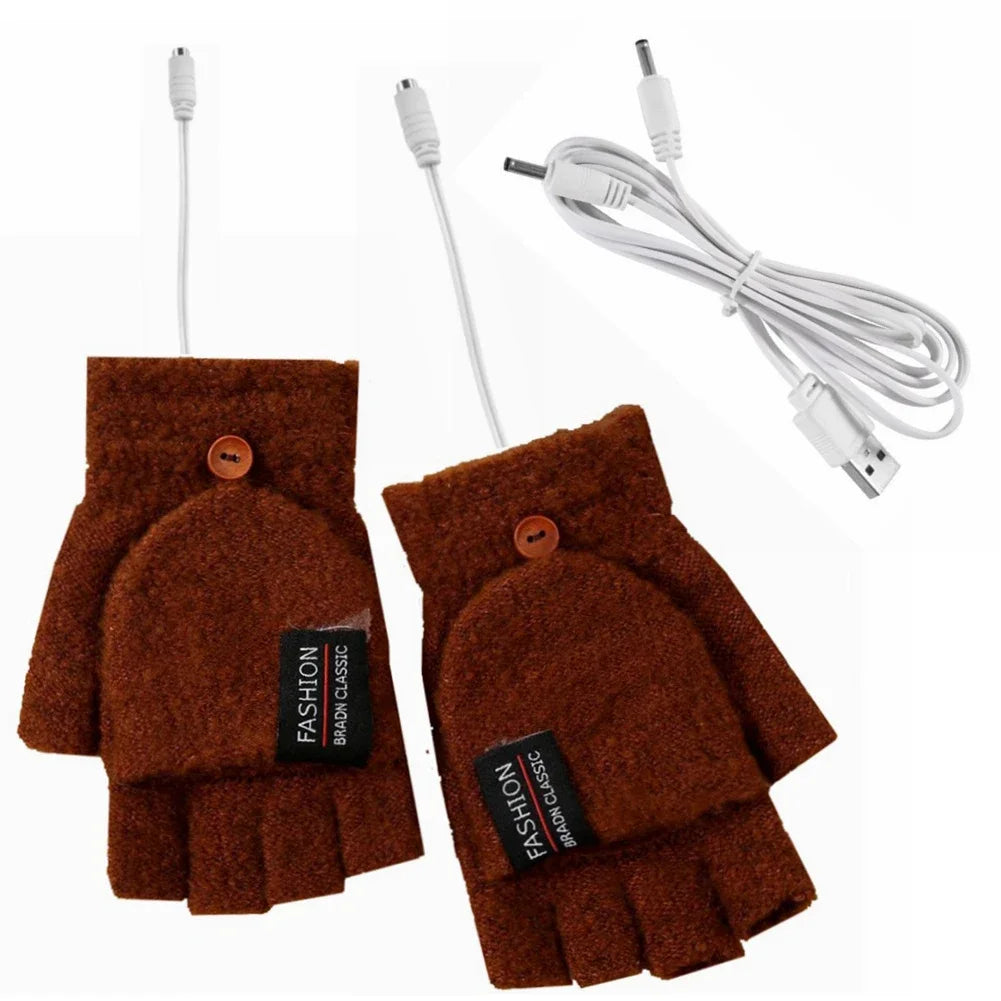 USB Värmehandskar | 3 Temperaturinställningar | Mjukt Stickat Material | Unisex Storlek