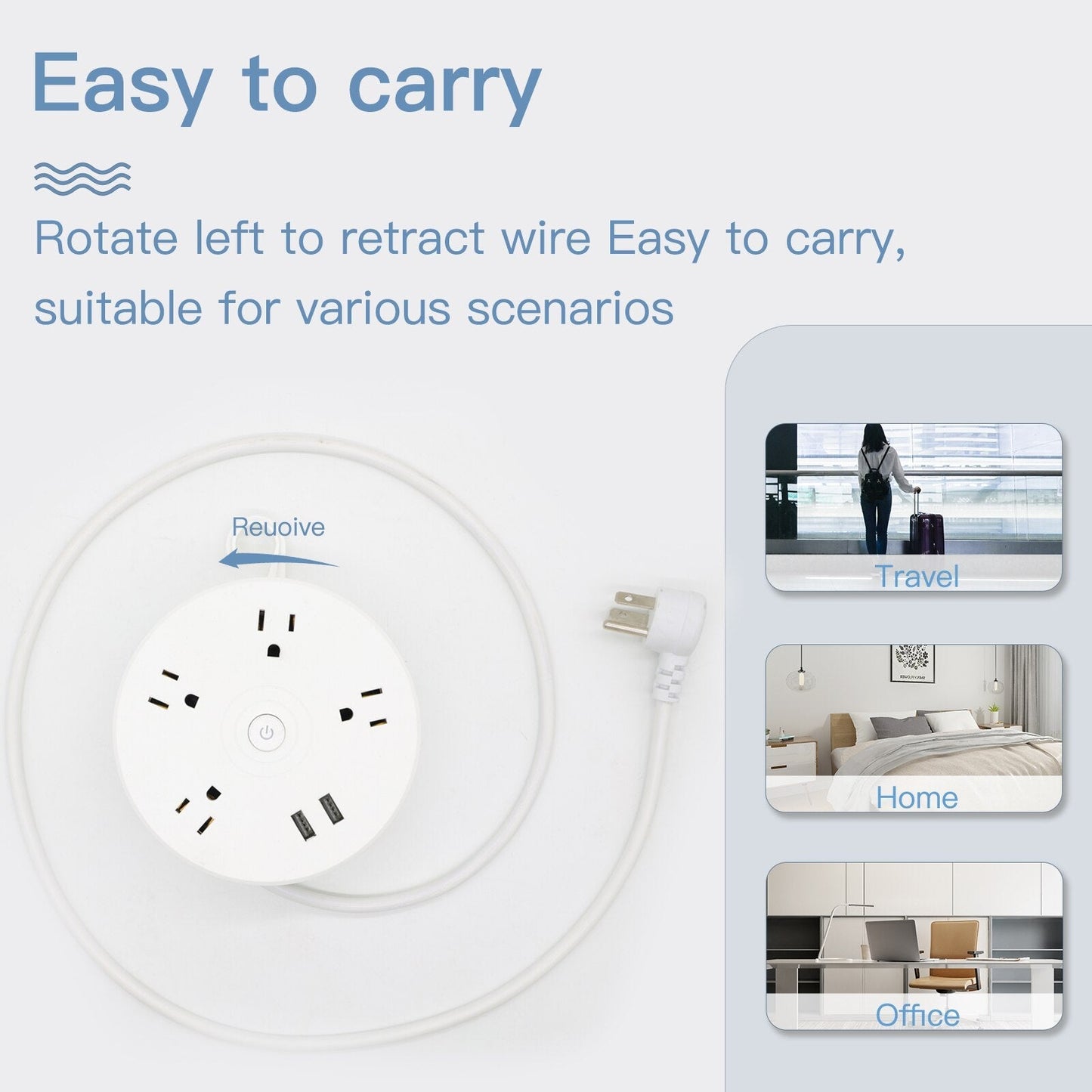 Round Total Connect-kabel för strömförlängning