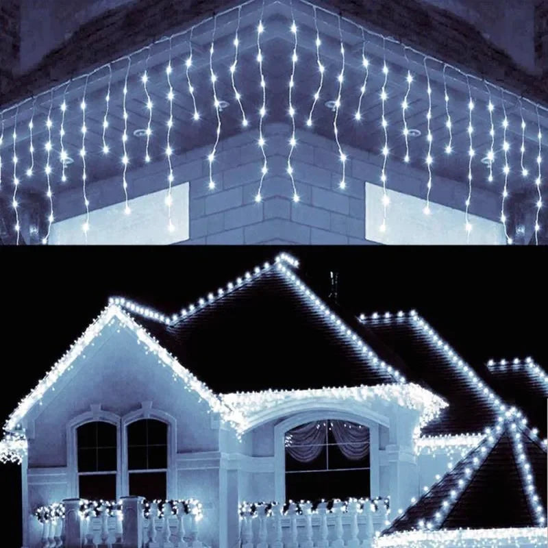 LED-ljusslinga i isbitsdesign | 8 olika inställningar | Vinterdekoration till jul och nyår 2026 | EU-kontakt