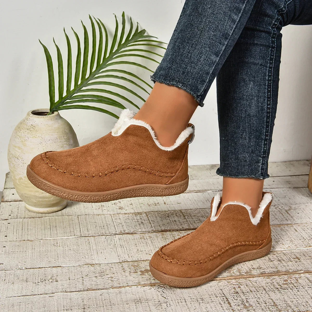 Varm vinter slip-on plateau støvler til damer