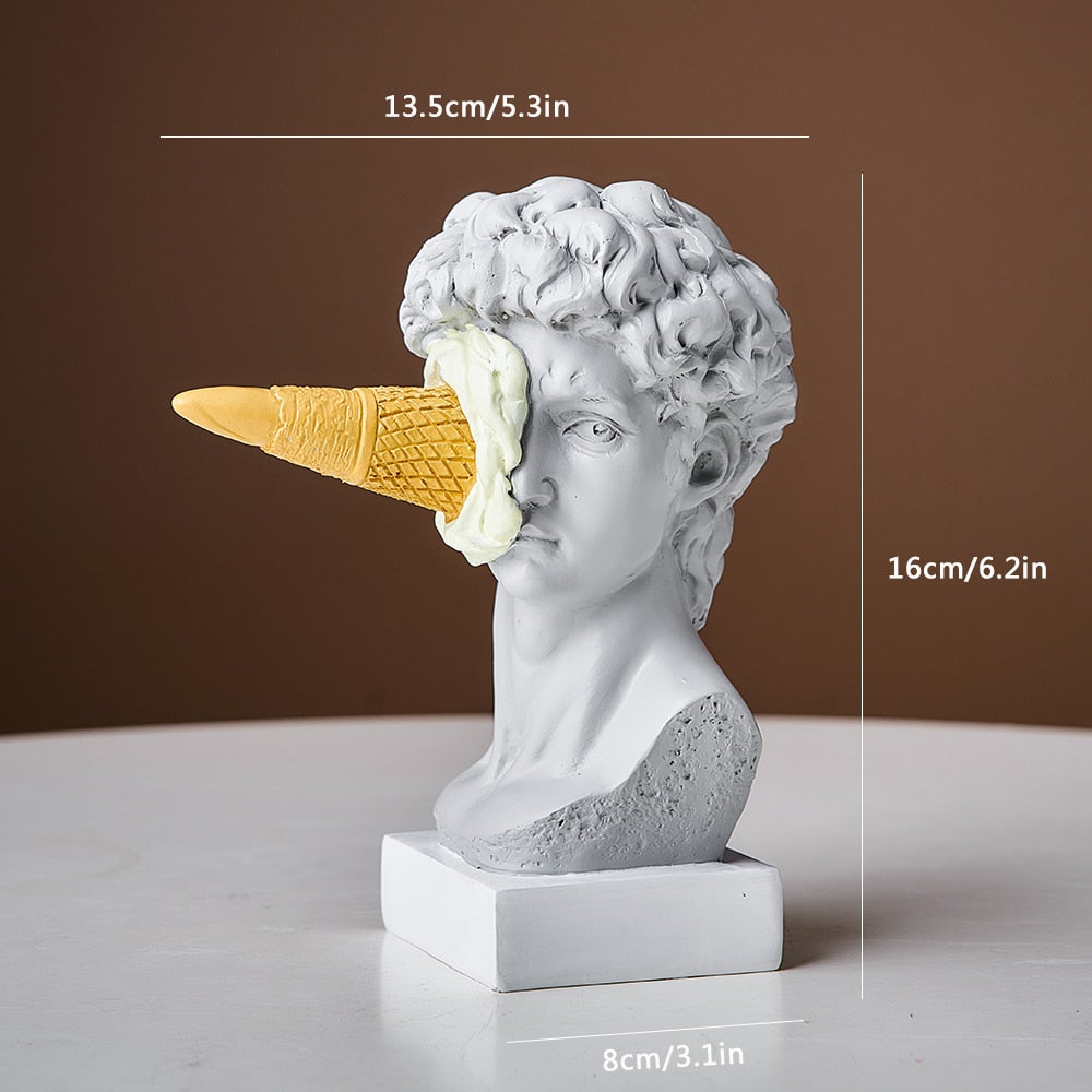 David-figur med isdekoration till hemmet skulptur