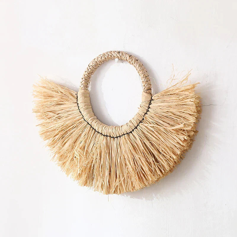 Boho Väggdekoration i Raffia – Äkta och Stämningsfull