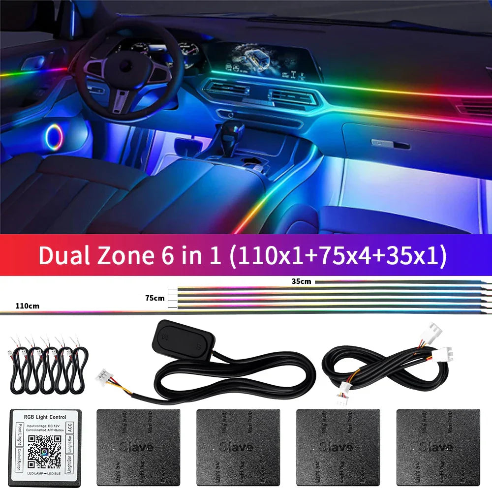 Bluetooth RGB Symphony Bil Atmosfære Lys Sæt