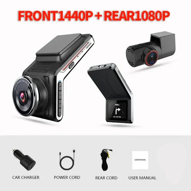 4K Dashcam med dobbelt kamera til overvågning døgnet rundt