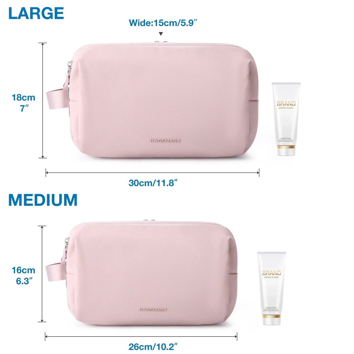Vandtæt Kosmetikpung til Mænd og Kvinder | Letvægts i S/M/L | Rejsetilbehør til Pleje og Makeup | Unisex Rejseorganisator