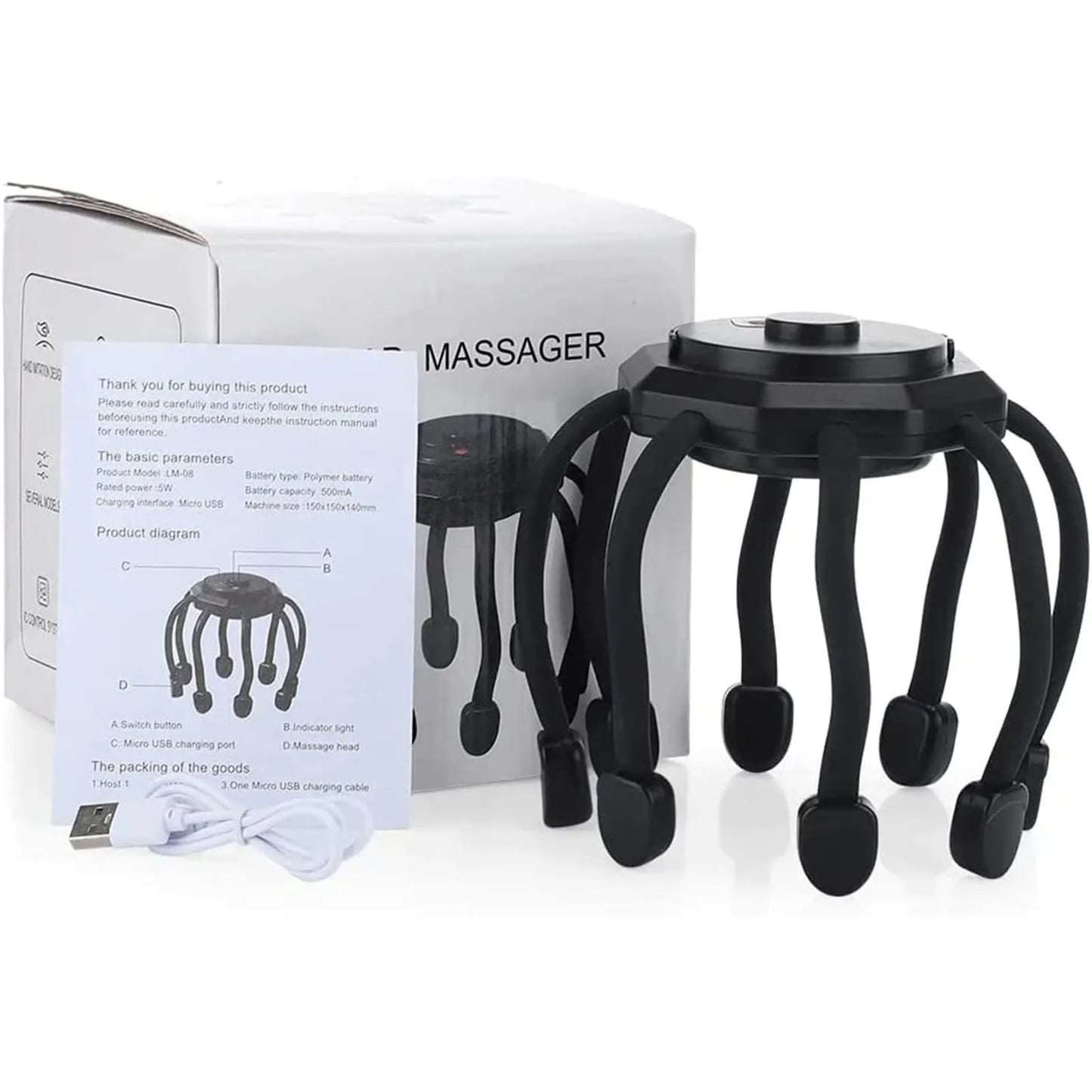 Hovedmassageapparat i form af en blæksprutte