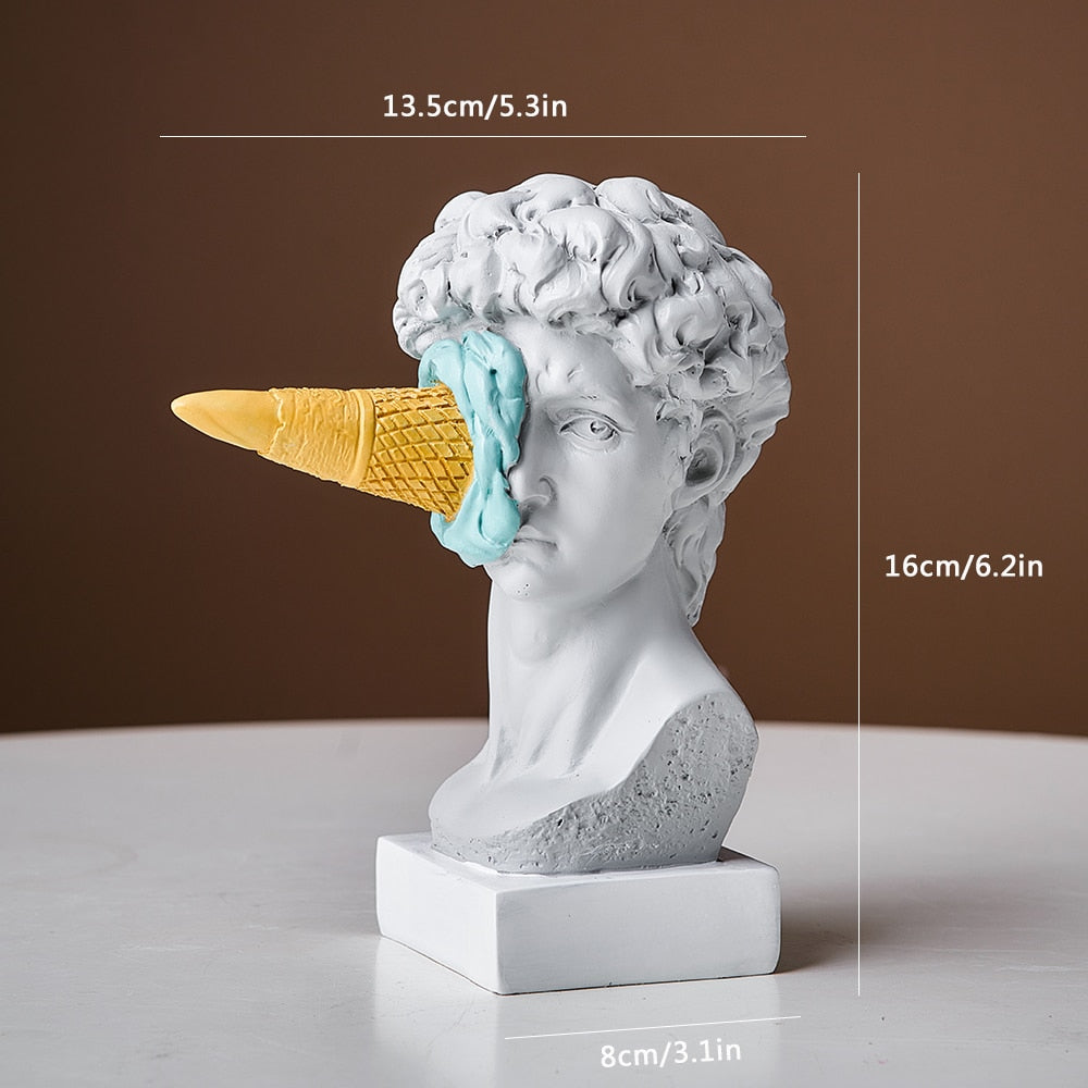 David-figur med isdekoration till hemmet skulptur