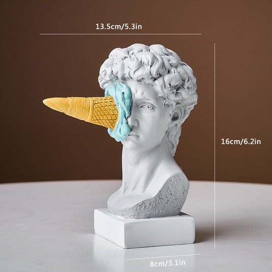 David-figur med isdekoration till hemmet skulptur