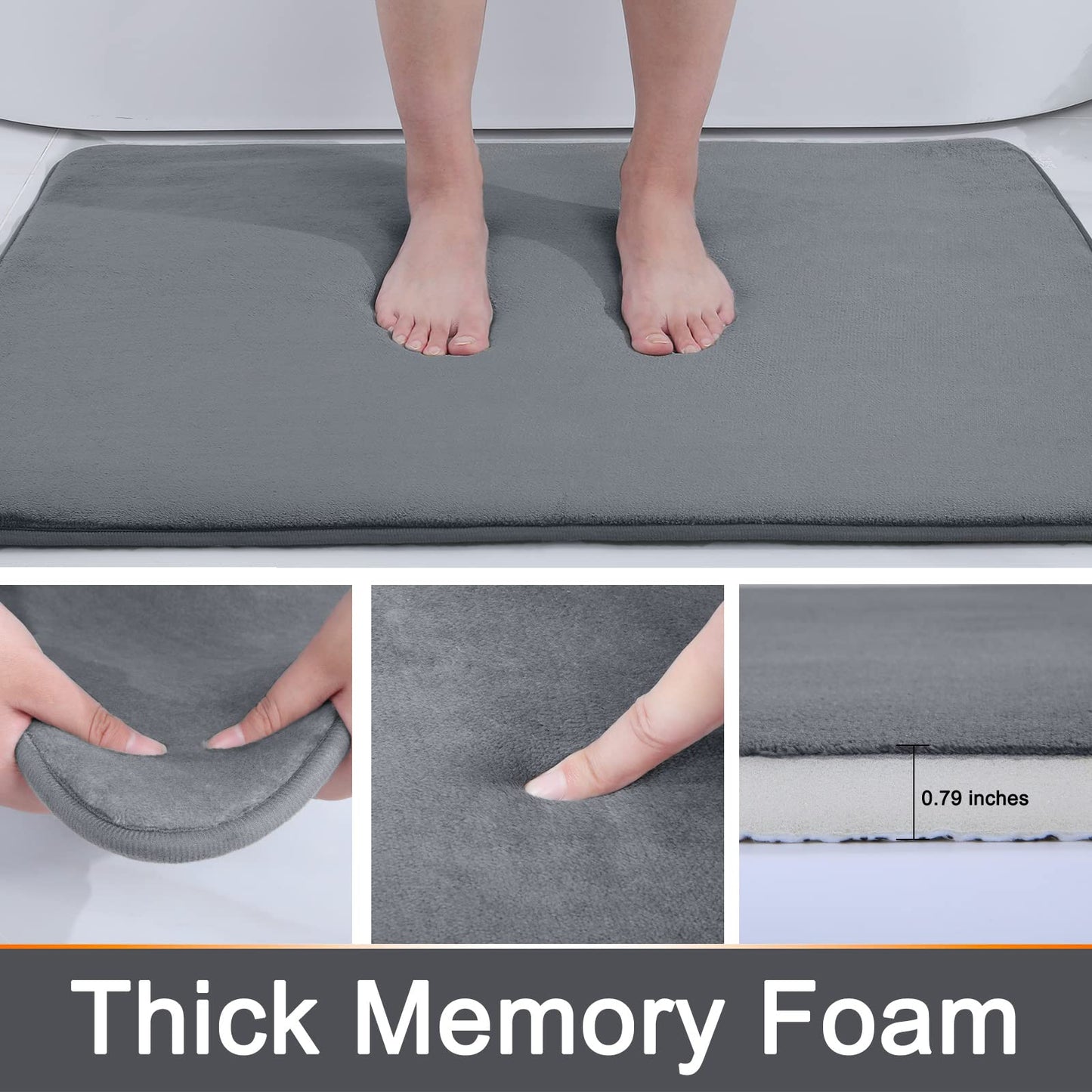 Hurtig absorberende skridsikker memory foam badevæmatte