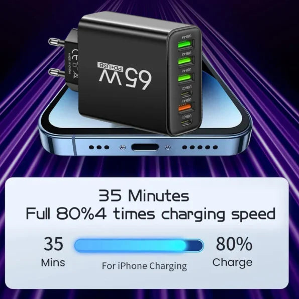 Multi USB Oplader - Hurtig og Sikker til Hjemmet og på Farten