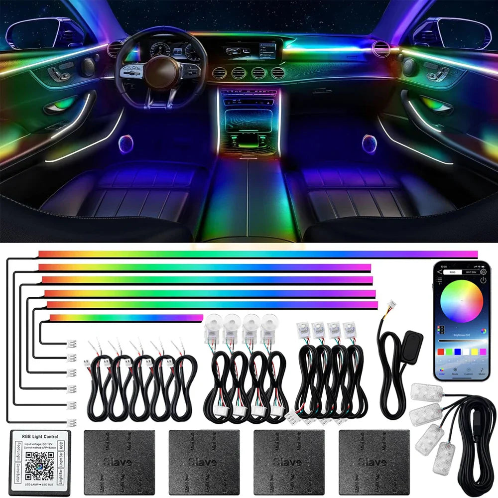 Bluetooth RGB Symphony Bil Atmosfære Lys Sæt
