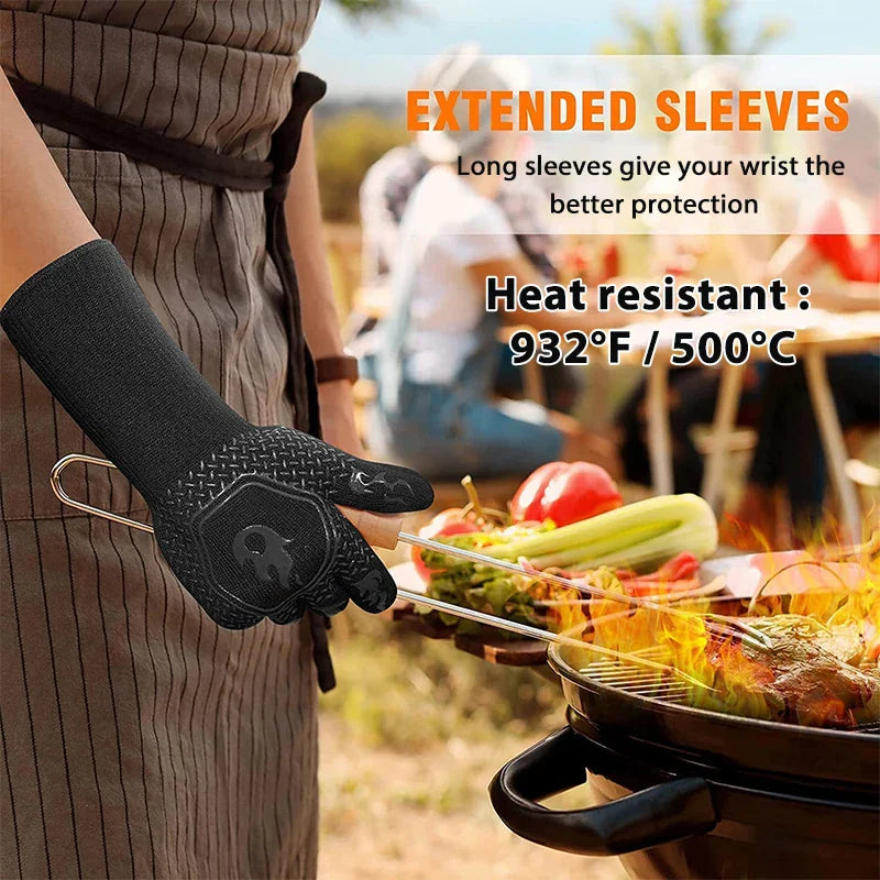 Sikkerhedsgrib Handsker til Grilling og Bagning | Silikone og Bomuld | Non-Slip & Flammebestandig op til 800 °C | 1 stk.