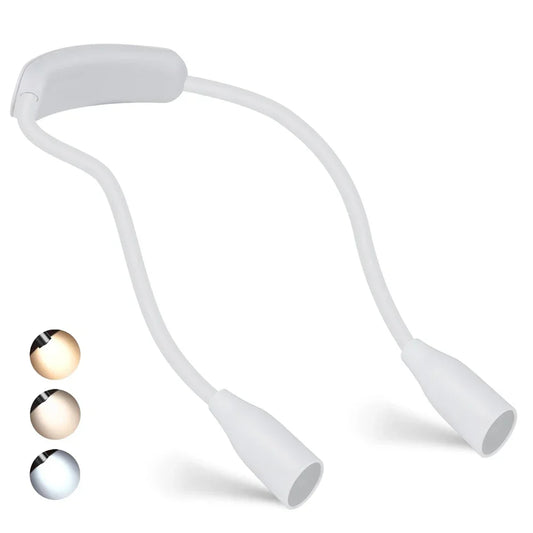 Uppladdningsbar LED-nacklampa med 3 ljusfärger och flexibla armar