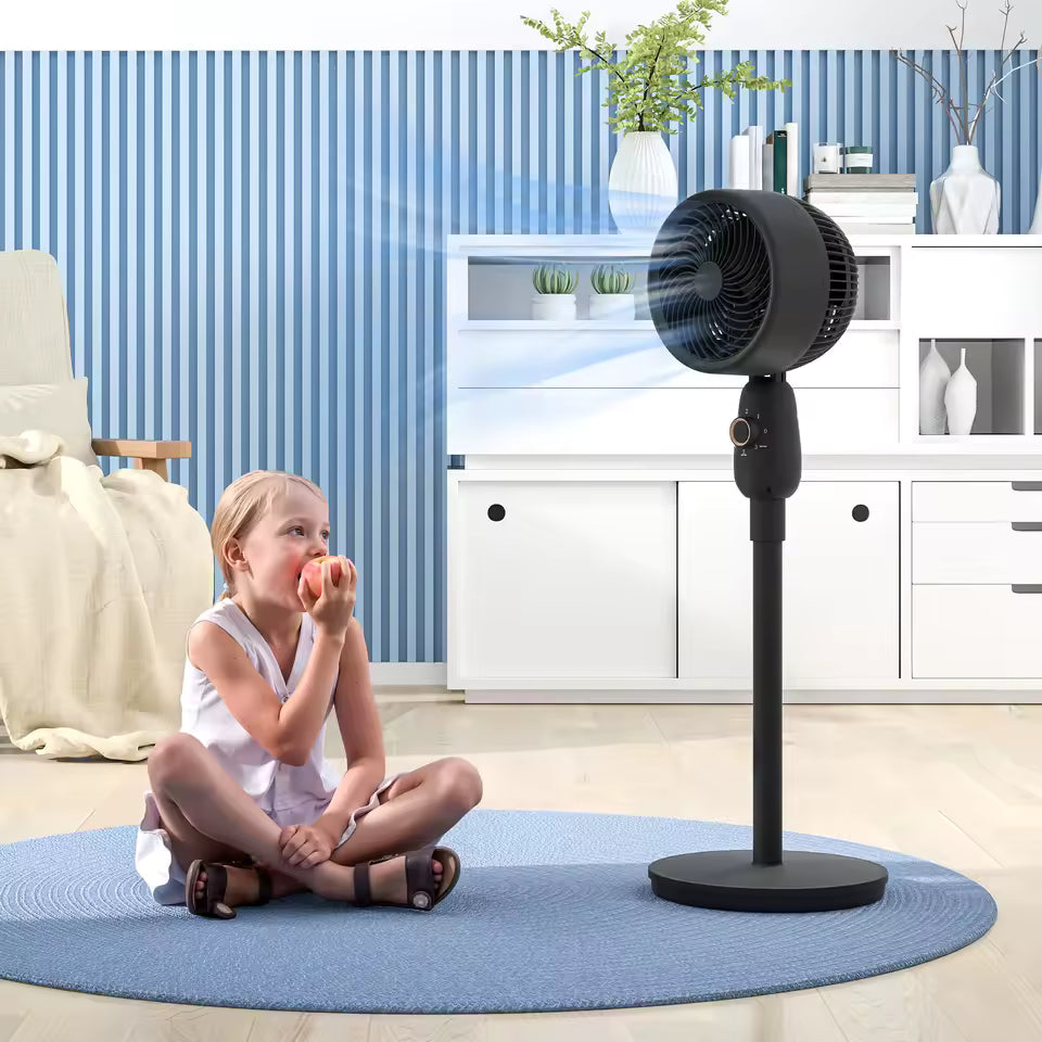 Effektiv Standventilator med Justerbar Hastighed og Sikkerhedsgitter
