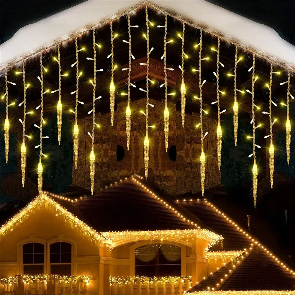 LED-ljusslinga i isbitsdesign | 8 olika inställningar | Vinterdekoration till jul och nyår 2026 | EU-kontakt