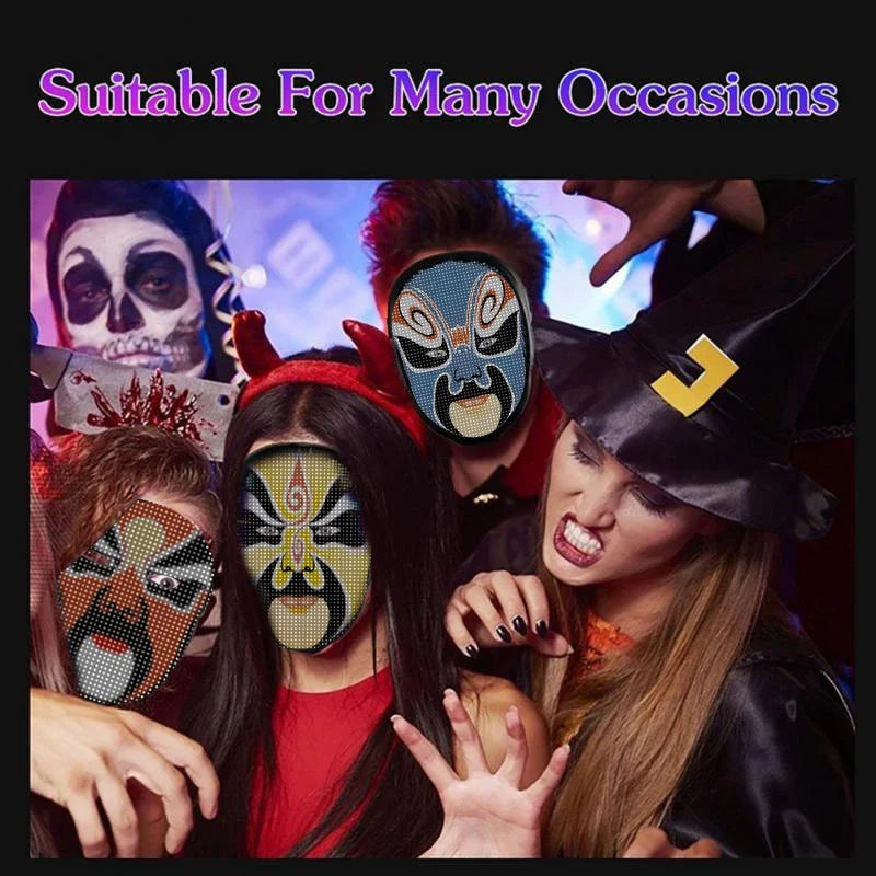 Bluetooth APP Halloweenmask med smart LED, anpassningsbar och uppladdningsbar