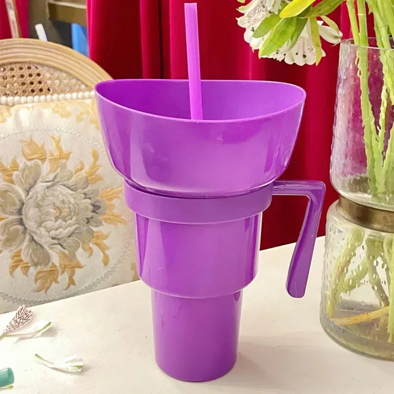 DualSip Luxe Krus til Snacks og Drikke | 2-i-1 Tasse med Lækagesikker Design til Travle Dage og Familieture