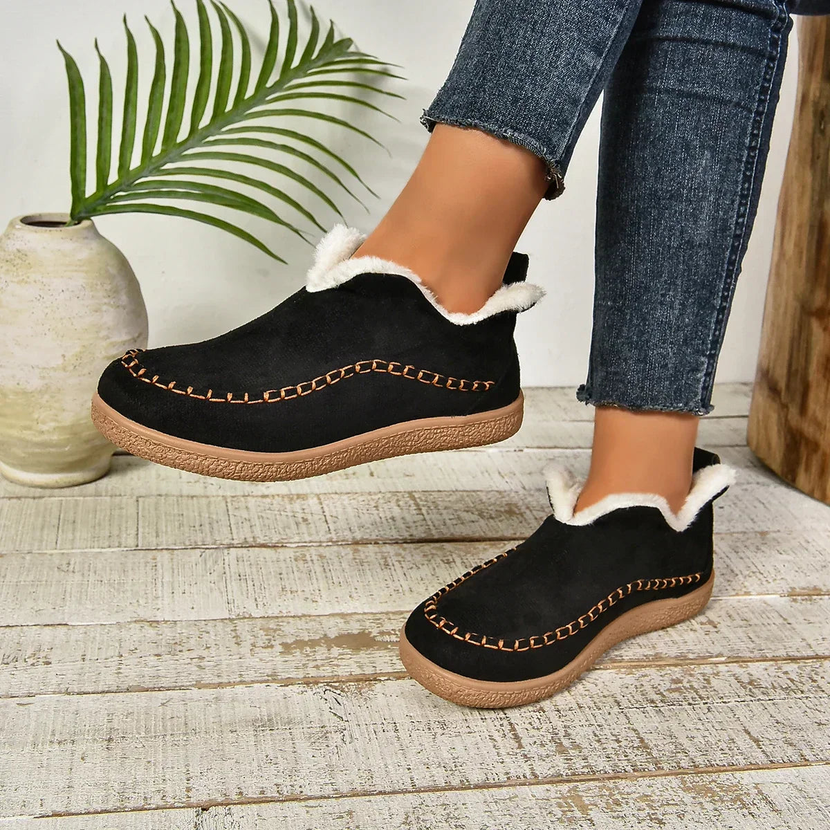 Varm vinter slip-on plateau støvler til damer