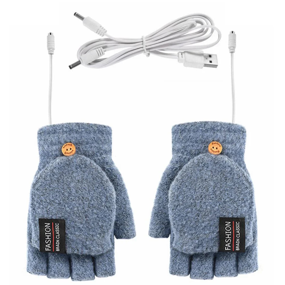 USB Värmehandskar | 3 Temperaturinställningar | Mjukt Stickat Material | Unisex Storlek