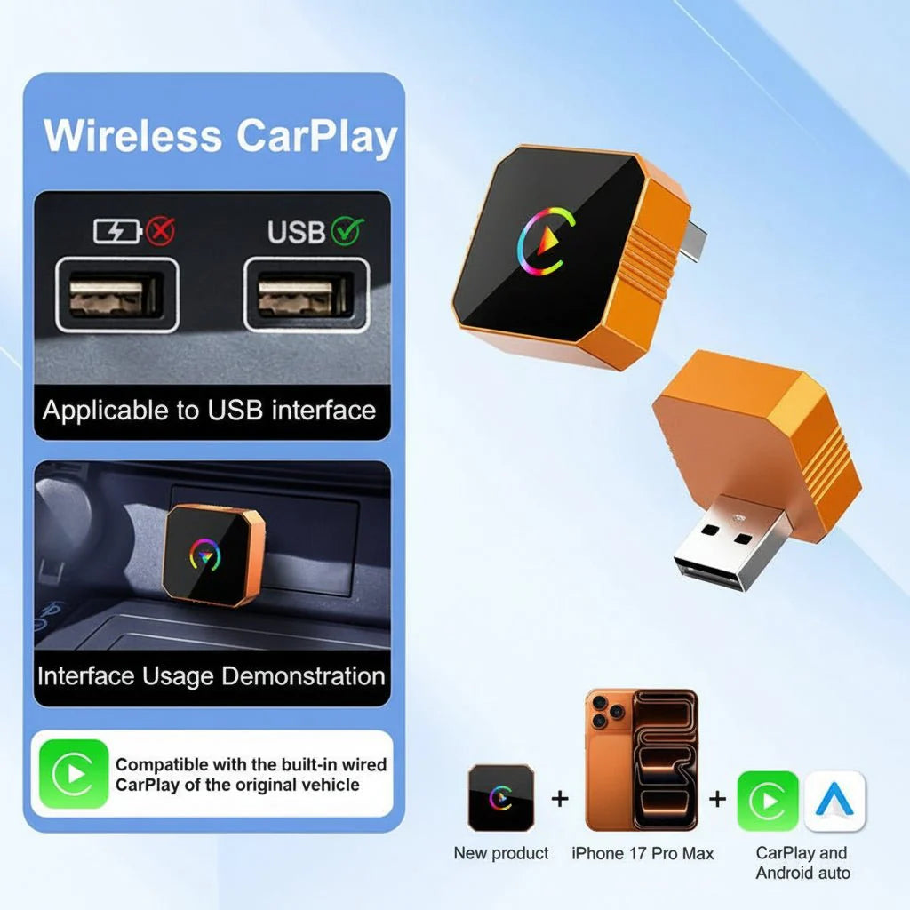 Trådløs Biladapter til CarPlay & Android Auto – Hurtig Tilslutning