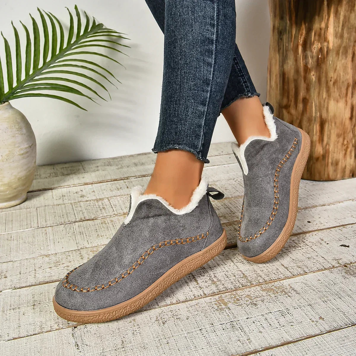 Dam Varm Vinter Slip-On Stövlar med Platå