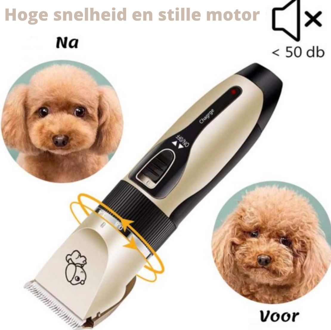 Hundtrimmer med 5 nivåer och borste – för alla pälstyper