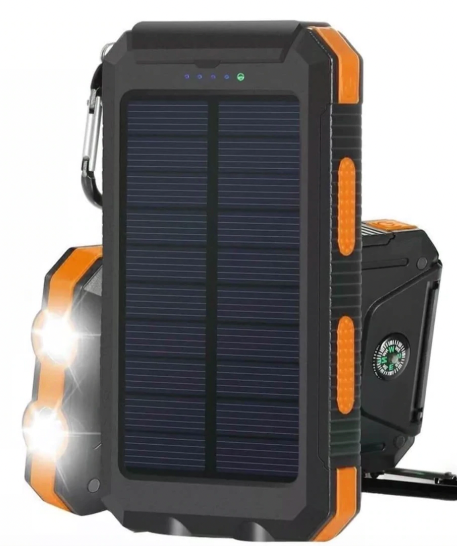 Robust solcells-powerbank med dubbel USB och LED-ficklampa
