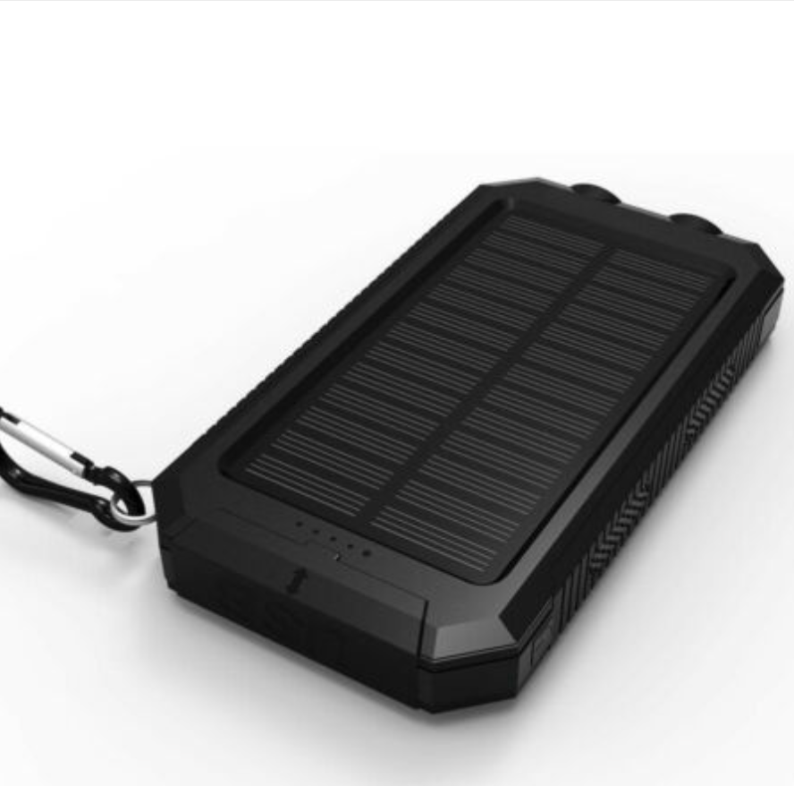 Robust solcells-powerbank med dubbel USB och LED-ficklampa