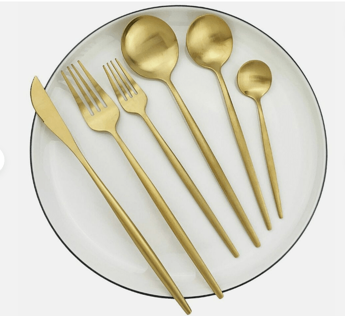 Elegant bestickset i rostfritt stål – Gulddesign | 24 eller 48 delar
