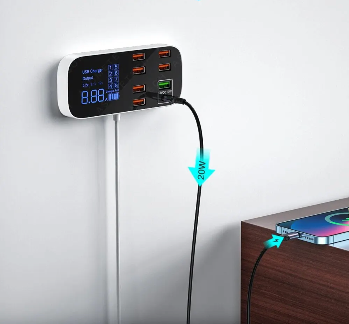 Eindhoven Multi-USB Oplader – Hurtigopladningsadapter