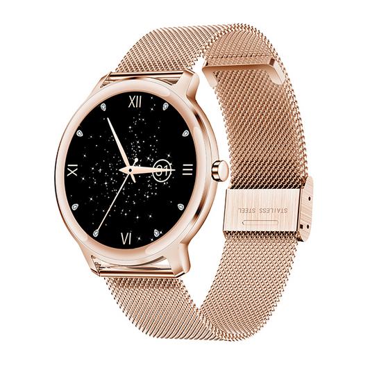 Elegant og funktionel smartwatch til kvinder med berøringsfølsom rund skærm og hjerteovervågning