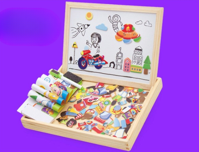 Magnetisk Kreativ Låda – Pedagogisk Lek med Pussel och Ritbräda