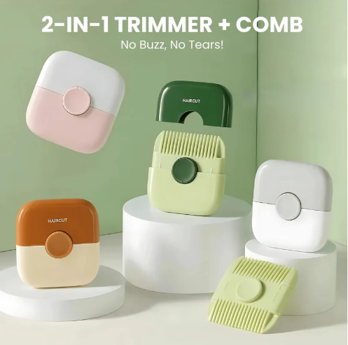 Børnesikker Rejsekam med Skjult Trimmer – Nem Hårpleje