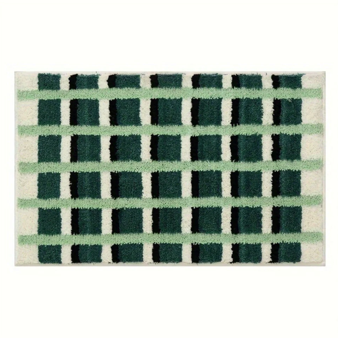 Geometrisk Badmatta i Mossgrönt - Mjuk, Säker och Lättskött