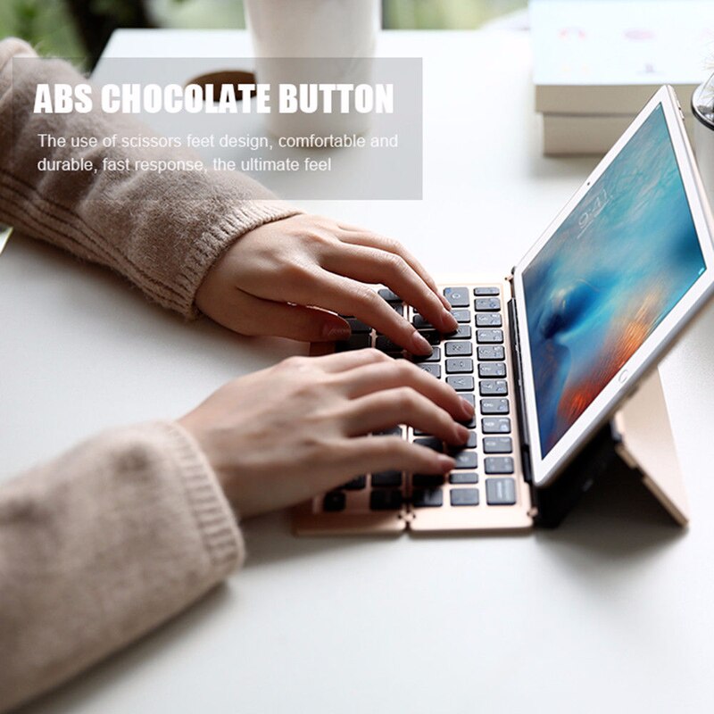 Bærbar trådløs sammenfoldelig tablet-holder tastatur