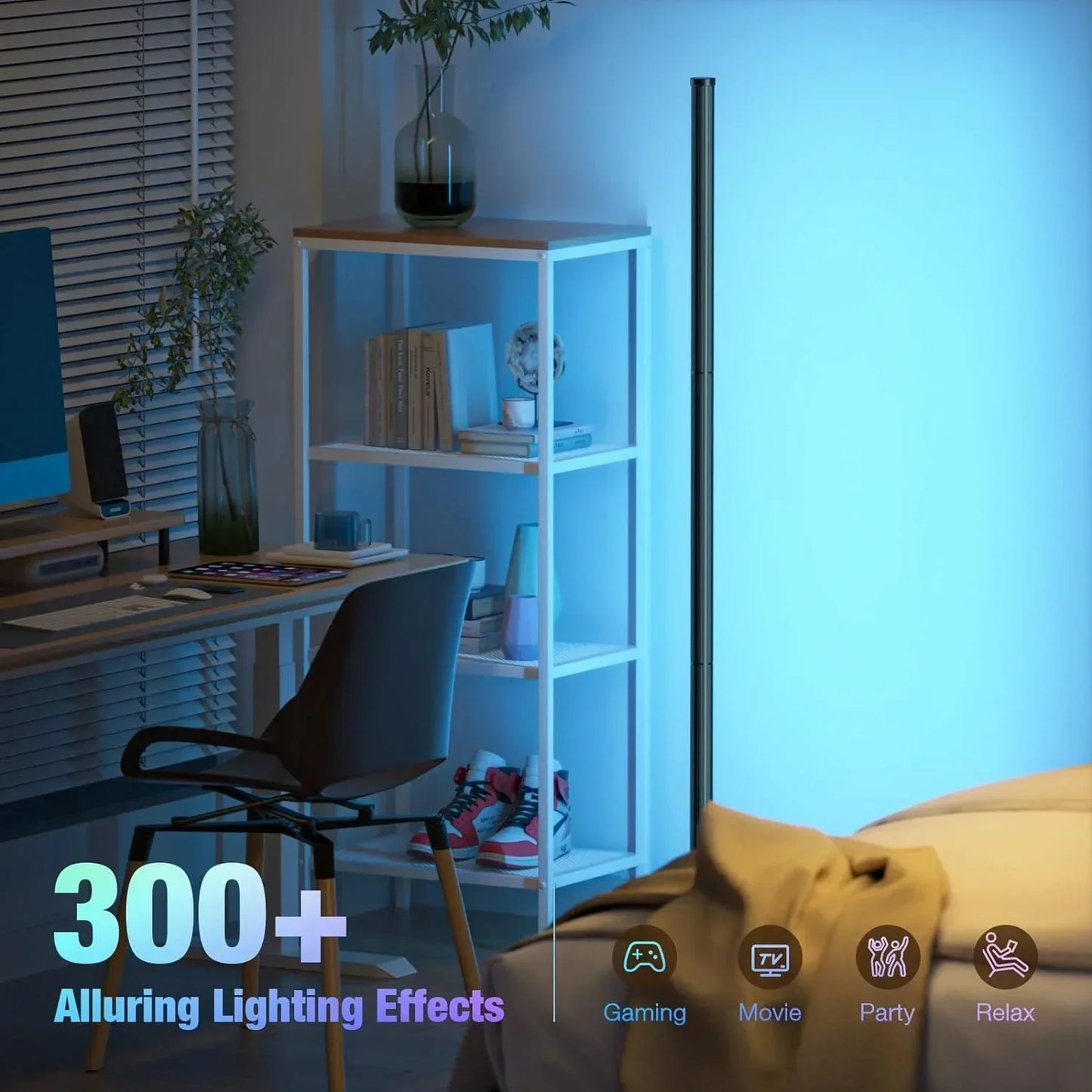 Smart RGB Gulvlampe med Musik-Synkronisering – LED Stemningslys med 16 Mio. Farver, App & Fjernbetjening
