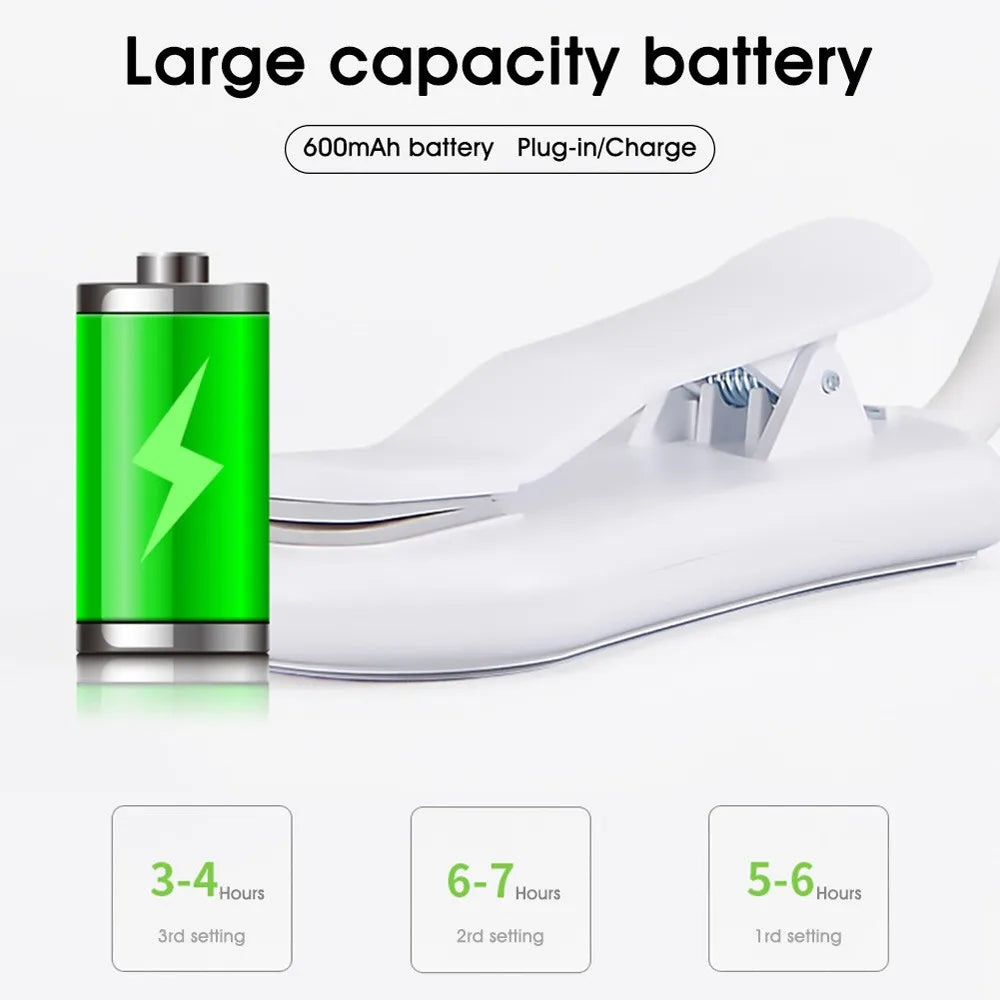 USB Uppladdningsbar LED-läslampa med 3 färgtemperaturer och 9 ljusstyrkor